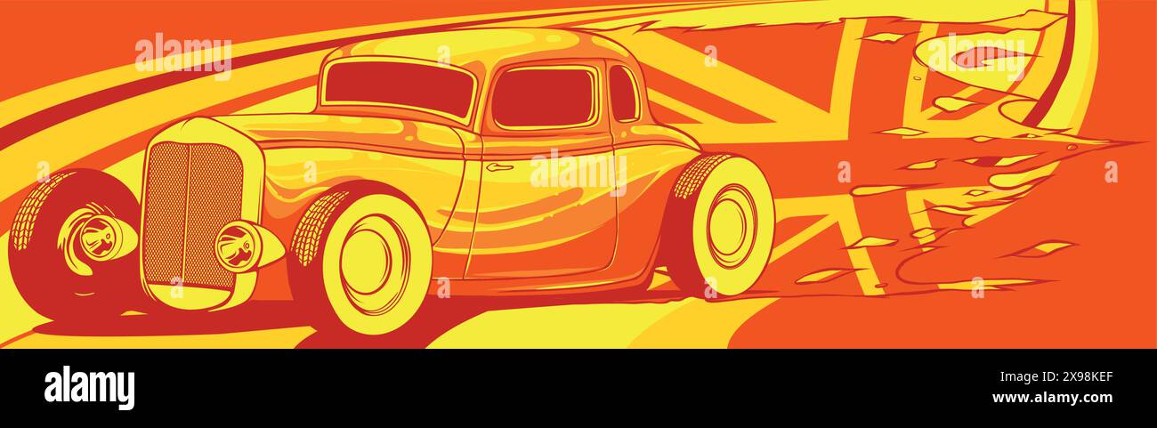 illustration vectorielle de la tige chaude avec drapeau du royaume-uni Illustration de Vecteur