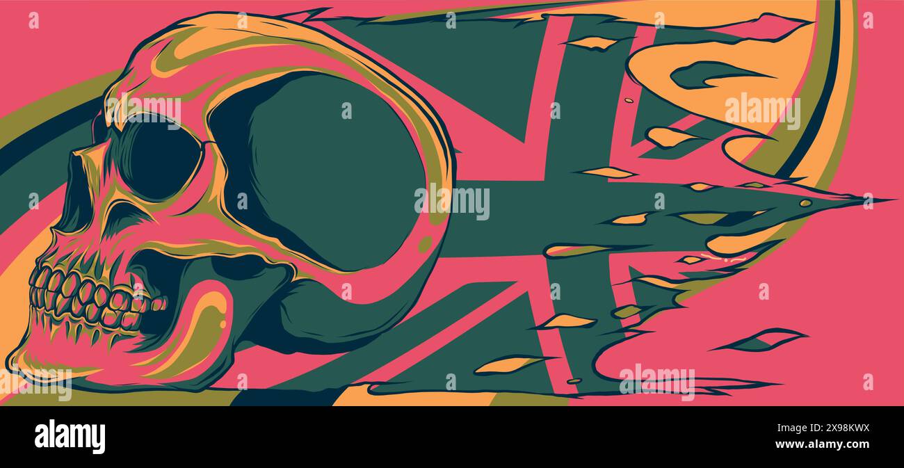 Illustration vectorielle du drapeau britannique avec crâne Illustration de Vecteur