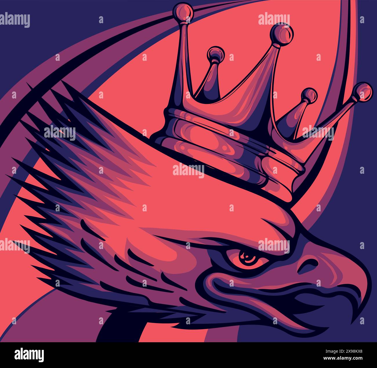 illustration vectorielle de la tête de l'aigle avec couronne sur fond blanc Illustration de Vecteur