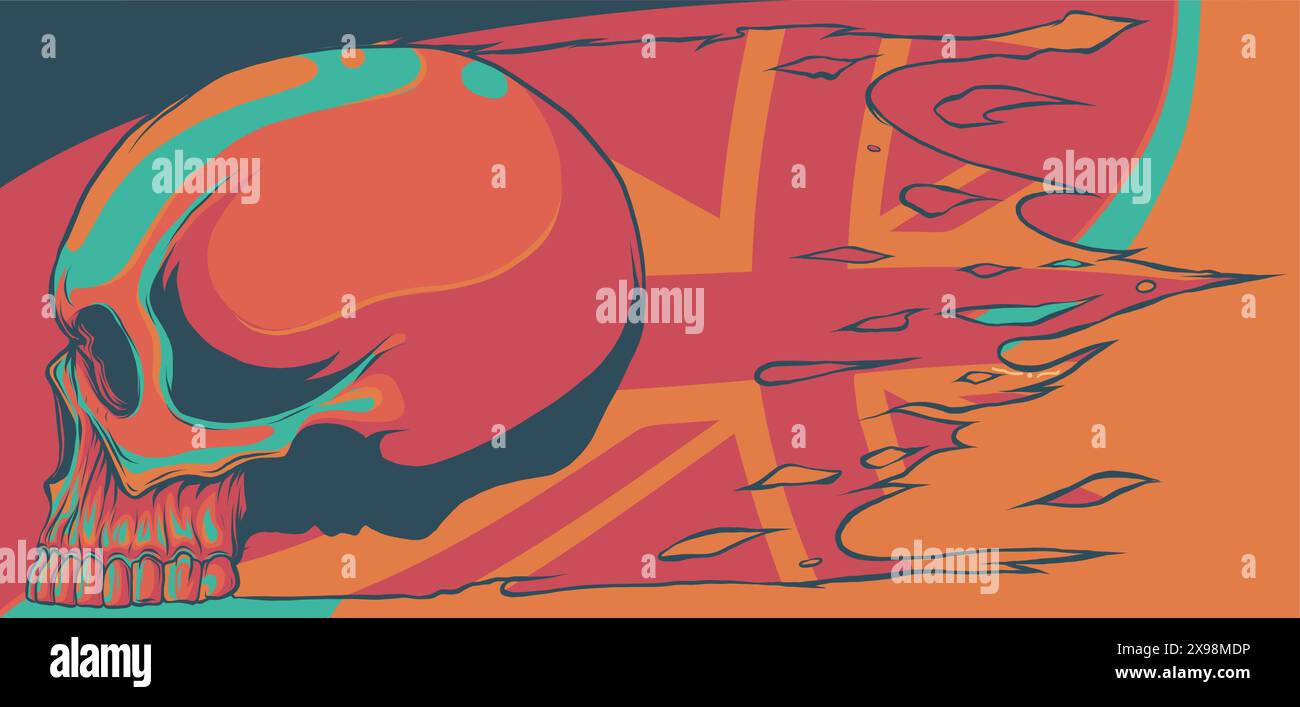 Illustration vectorielle du drapeau britannique avec crâne Illustration de Vecteur