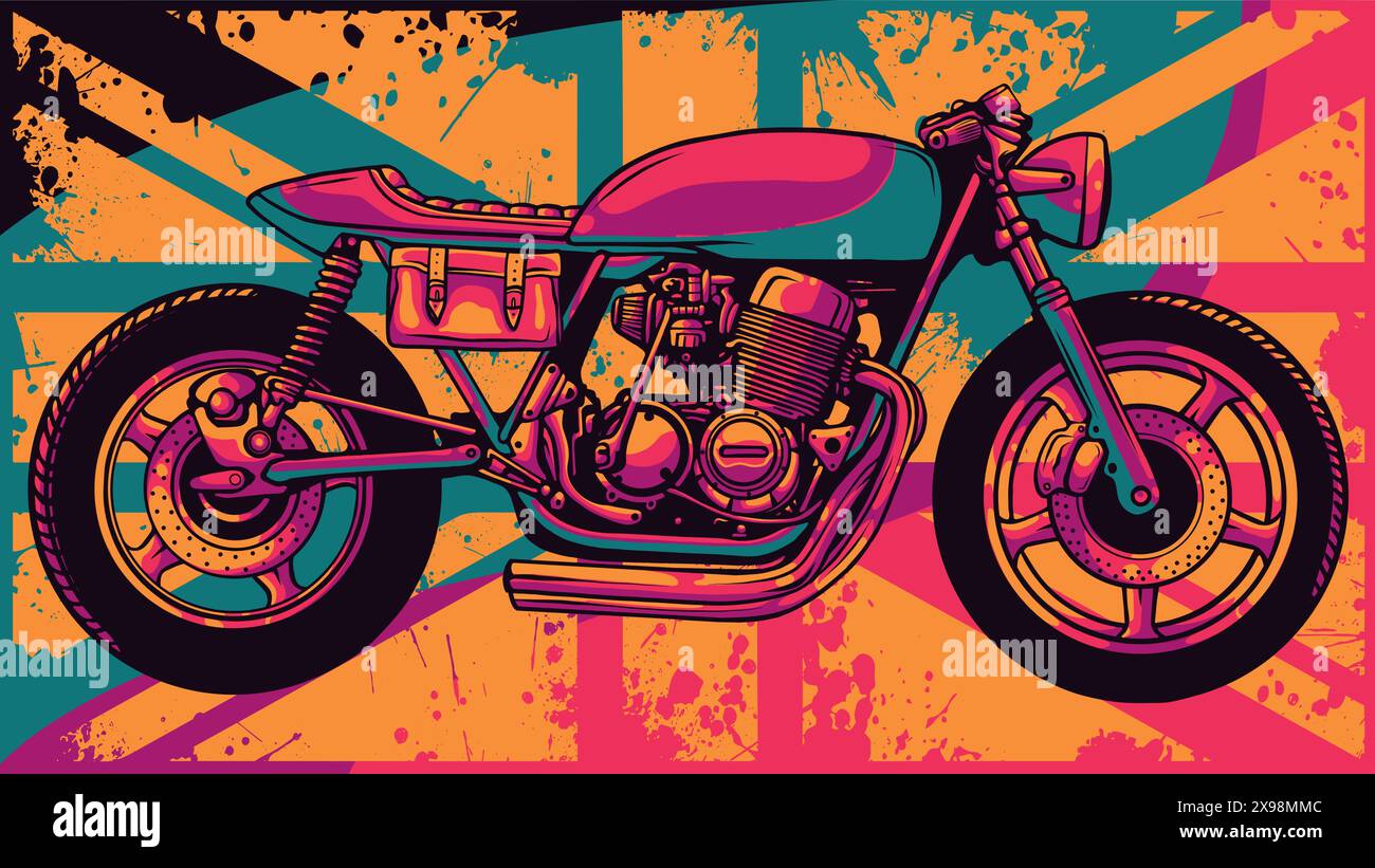 Illustration vectorielle du drapeau britannique avec moto Illustration de Vecteur