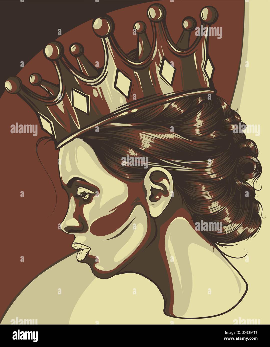 illustration vectorielle du crâne de la femme mexicaine avec couronne Illustration de Vecteur