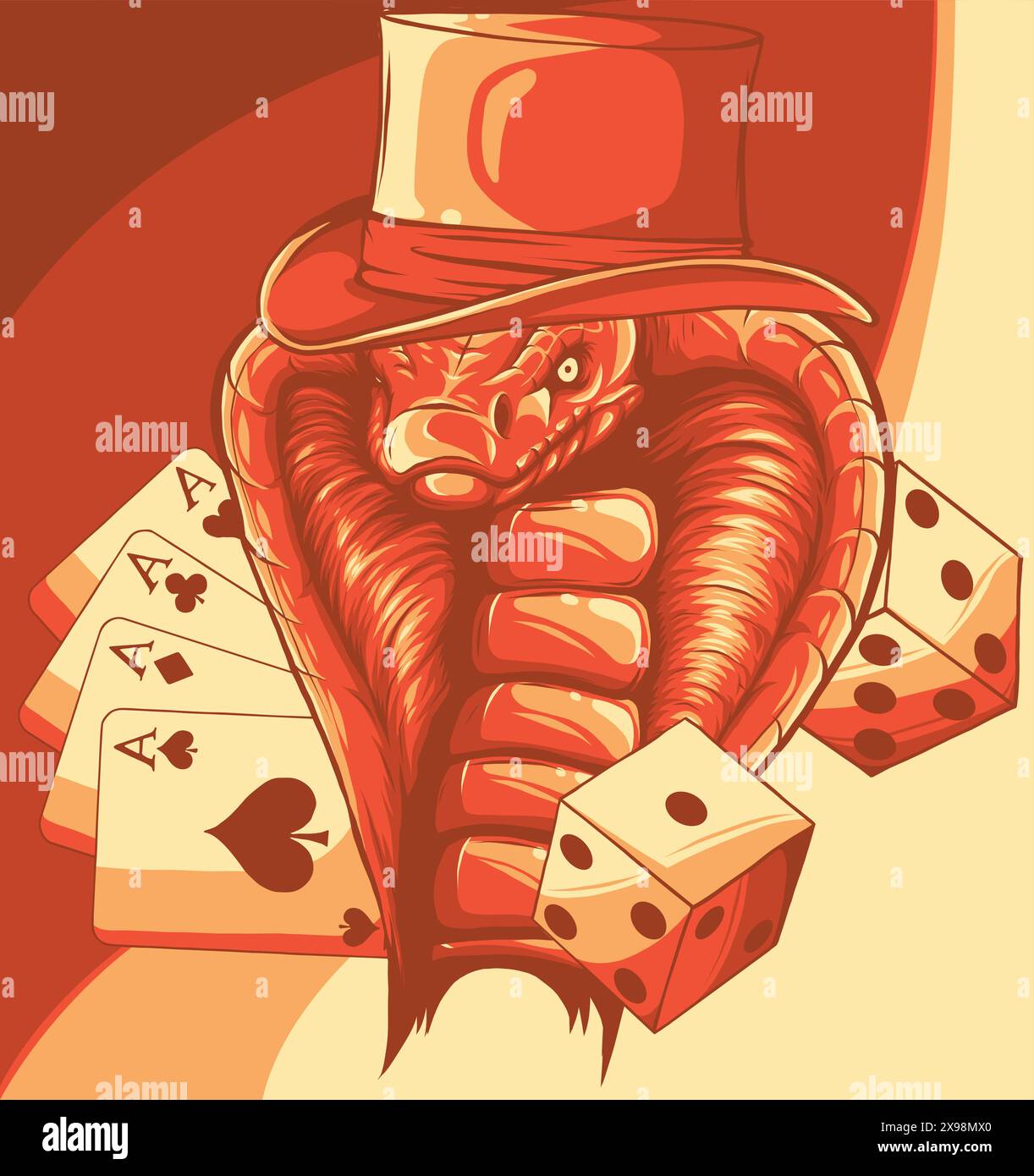 illustration vectorielle de la tête de serpent cobra avec chapeau Illustration de Vecteur