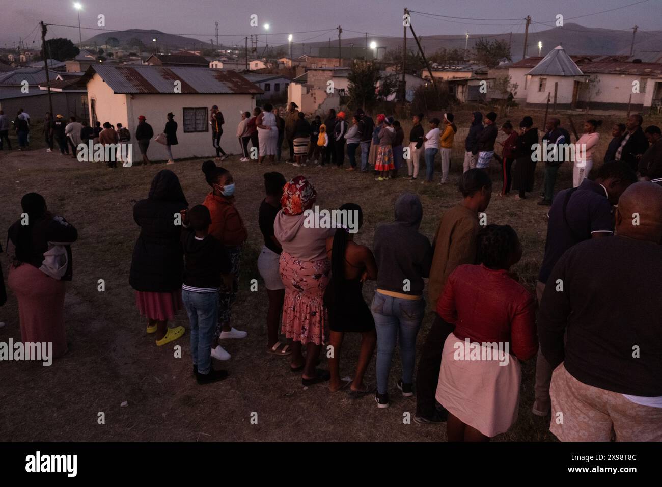 Mpophomeni, municipalité de uMngeni, KwaZulu-Natal, Afrique du Sud, 20240529. PHOTO : David A. Larsen. L'Afrique du Sud s'est rendue aux urnes le 29 mai 2024 pour ses élections générales les plus disputées depuis ses premières élections démocratiques en 1994. Pour la première fois dans l'ère post-apartheid, le Congrès national africain pourrait ne pas obtenir une majorité de 50%. Banque D'Images