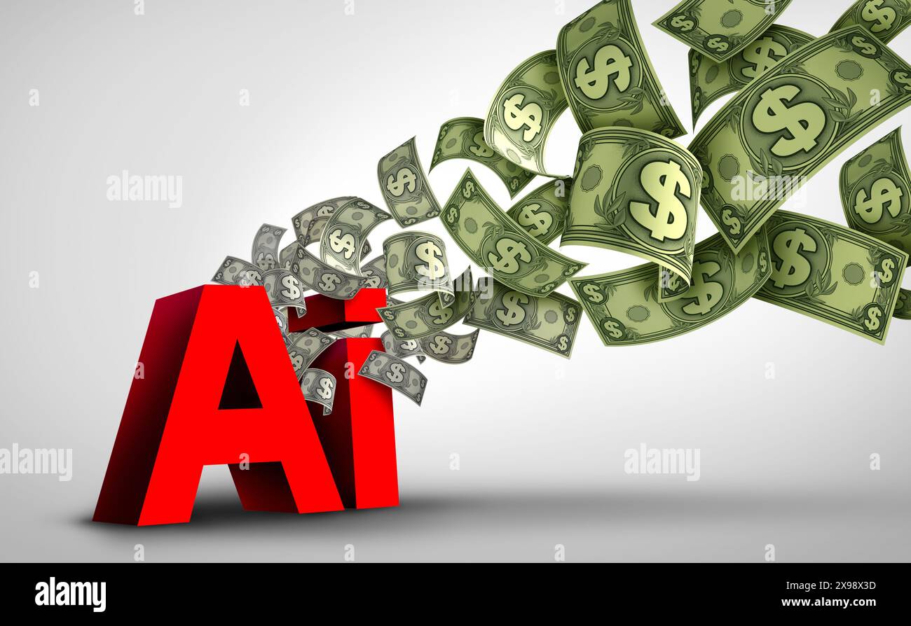 AI Business Success et flux de revenus de l'industrie de l'intelligence artificielle en tant que nouvelle industrie technologique gagnant de l'argent avec l'automatisation des économies de coûts Banque D'Images