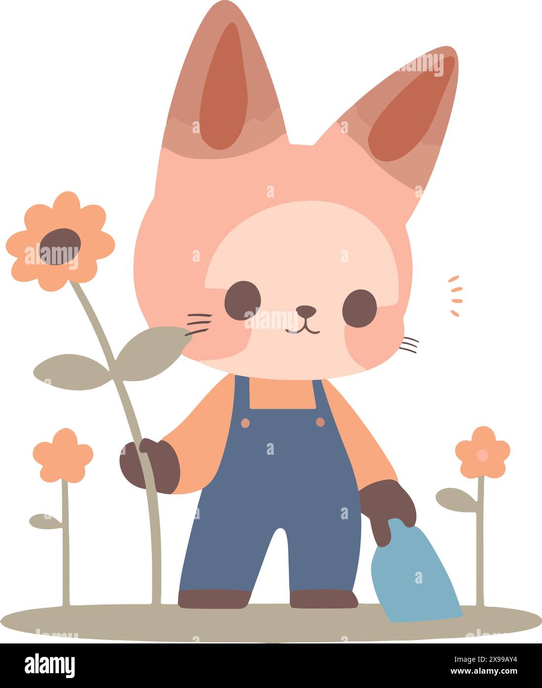 Animal Friend's Gardening, illustration vectorielle de style dessin animé mignon (chat) Illustration de Vecteur