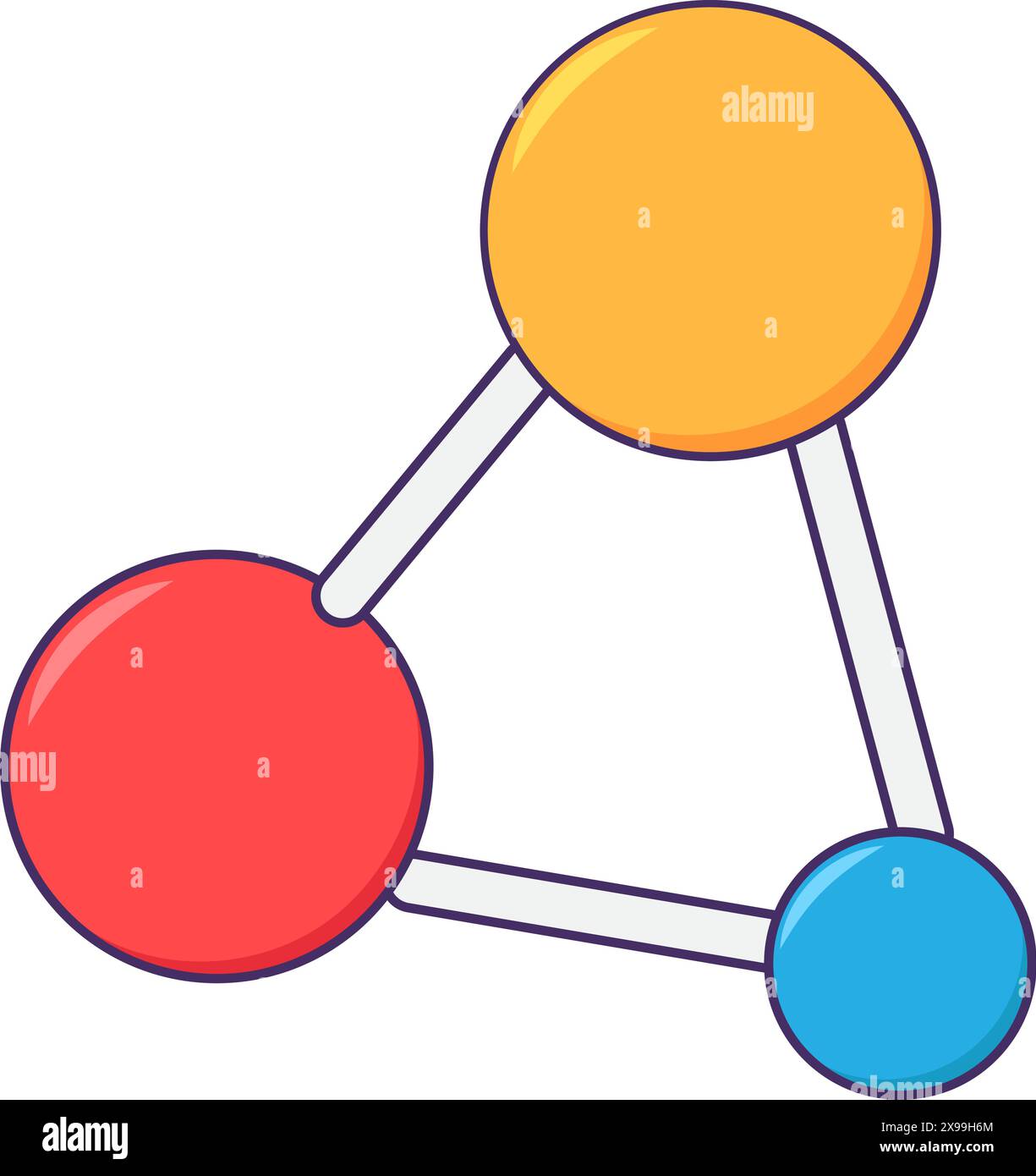 Structure de l'icône complexe de molécule médicamenteuse. Treillis volumétrique de substance, élément médical de dessin animé caressé pour un design moderne et rétro. Couleur simple ve Illustration de Vecteur