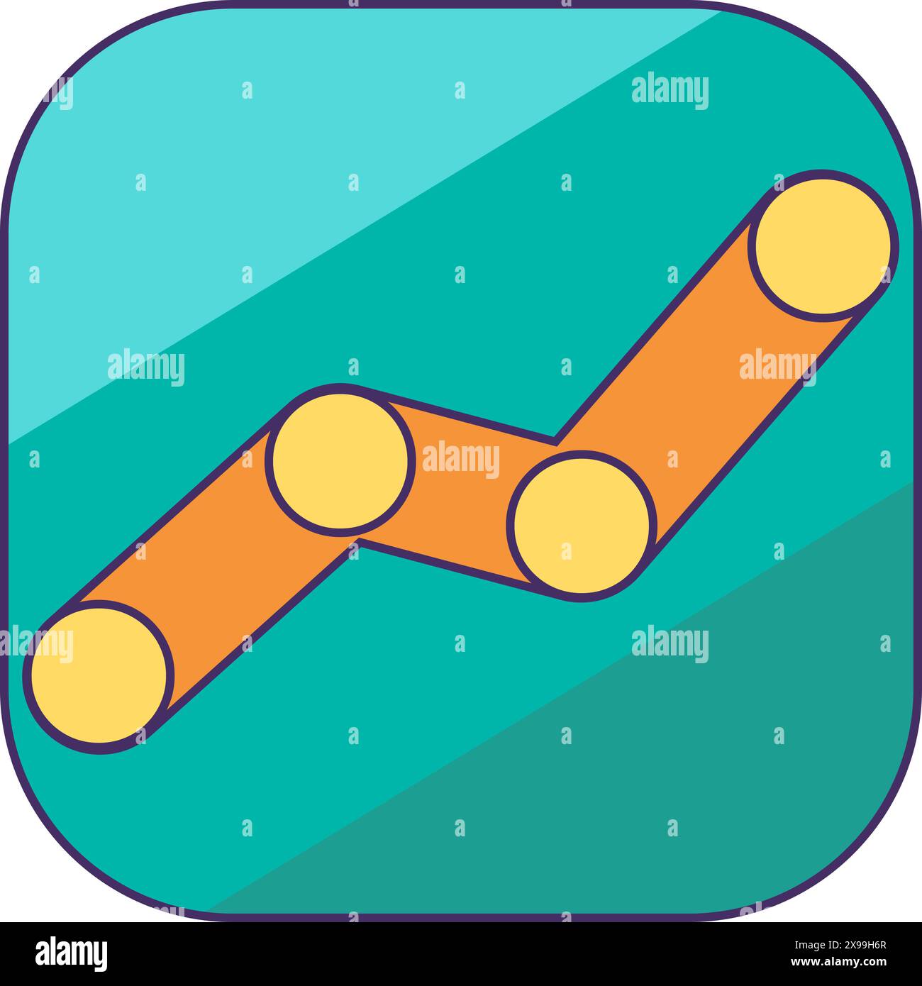 Icône de graphique carré. Élément d'application, élément médical de dessin animé caressé pour un design moderne et rétro. Pictogramme vectoriel de couleur simple isolé sur Illustration de Vecteur