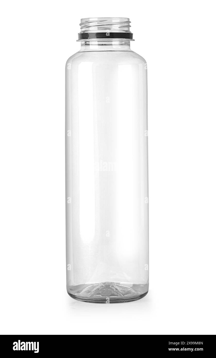 Flacon plastique vide sans couvercle isolé sur blanc avec chemin de clipsage Banque D'Images Flacon plastique vide sans couvercle isolé sur blanc avec chemin de clipsage Banque D'Images