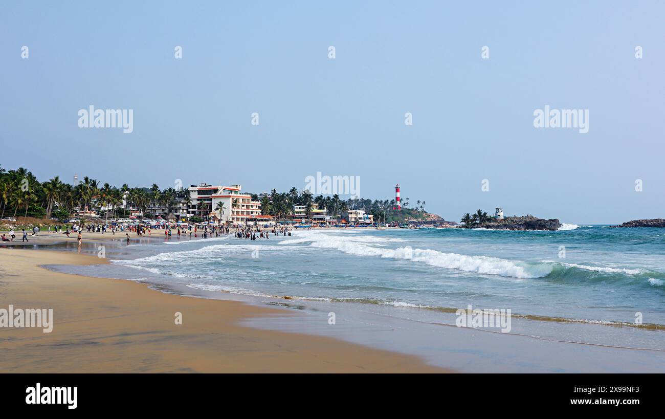 Kovalam Beach Biew, Kovalam, Thiruvananthapuram, Kerala, Inde. Banque D'Images