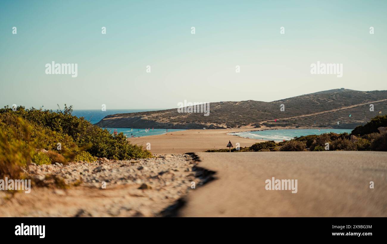 Prasonisi plage Grèce sur Rhodes - Kitesurf - planche à voile Banque D'Images