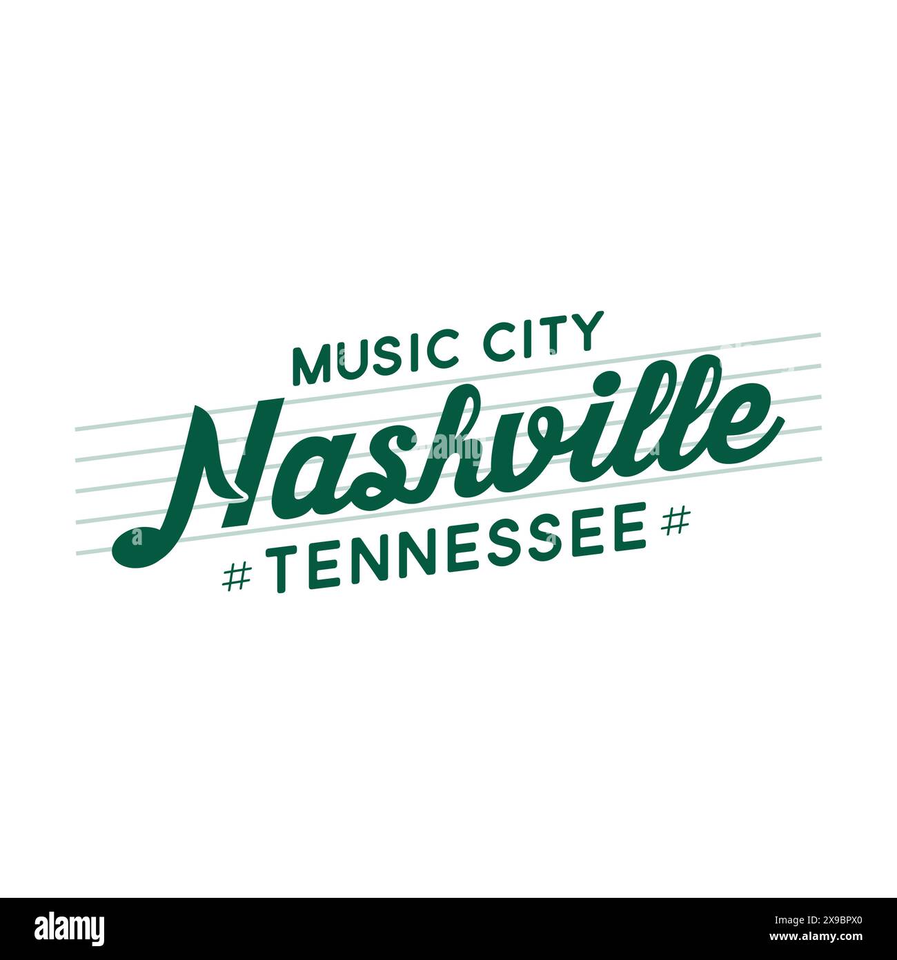 Modèle de conception de lettrage Nashville. Nashville, Tennessee conception typographique. Vecteur et illustration. Illustration de Vecteur