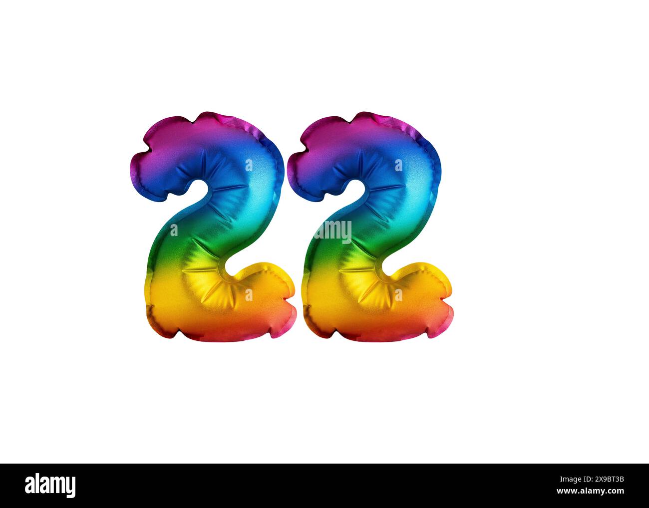 22 ans - ballon multicolore numéro 22 anniversaire. Joyeux anniversaire félicitations Banque D'Images