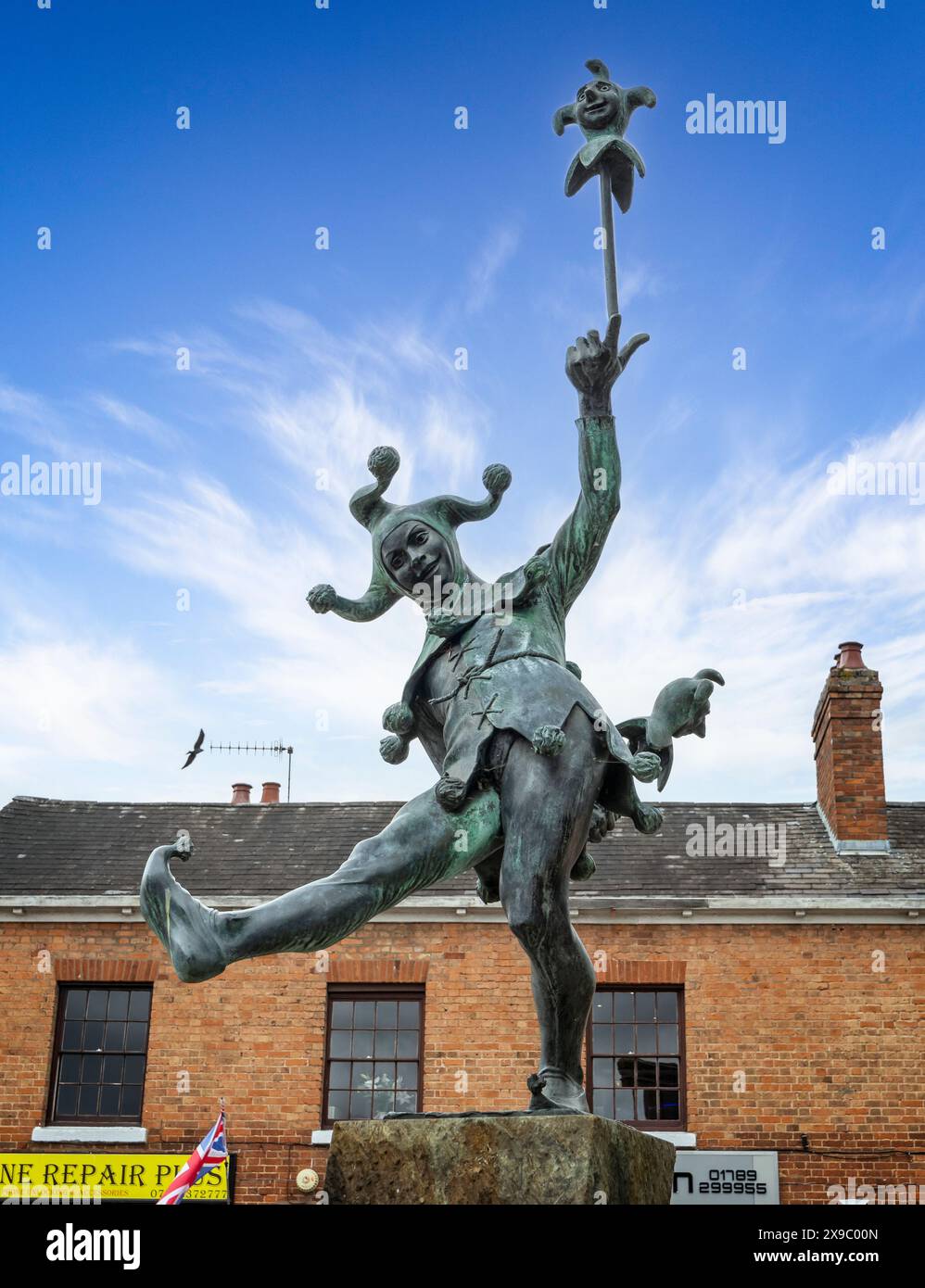 La statue de Shakespeare The Jester or Fool à Stratford upon Avon, Warwickshire, Royaume-Uni le 23 mai 2024 Banque D'Images