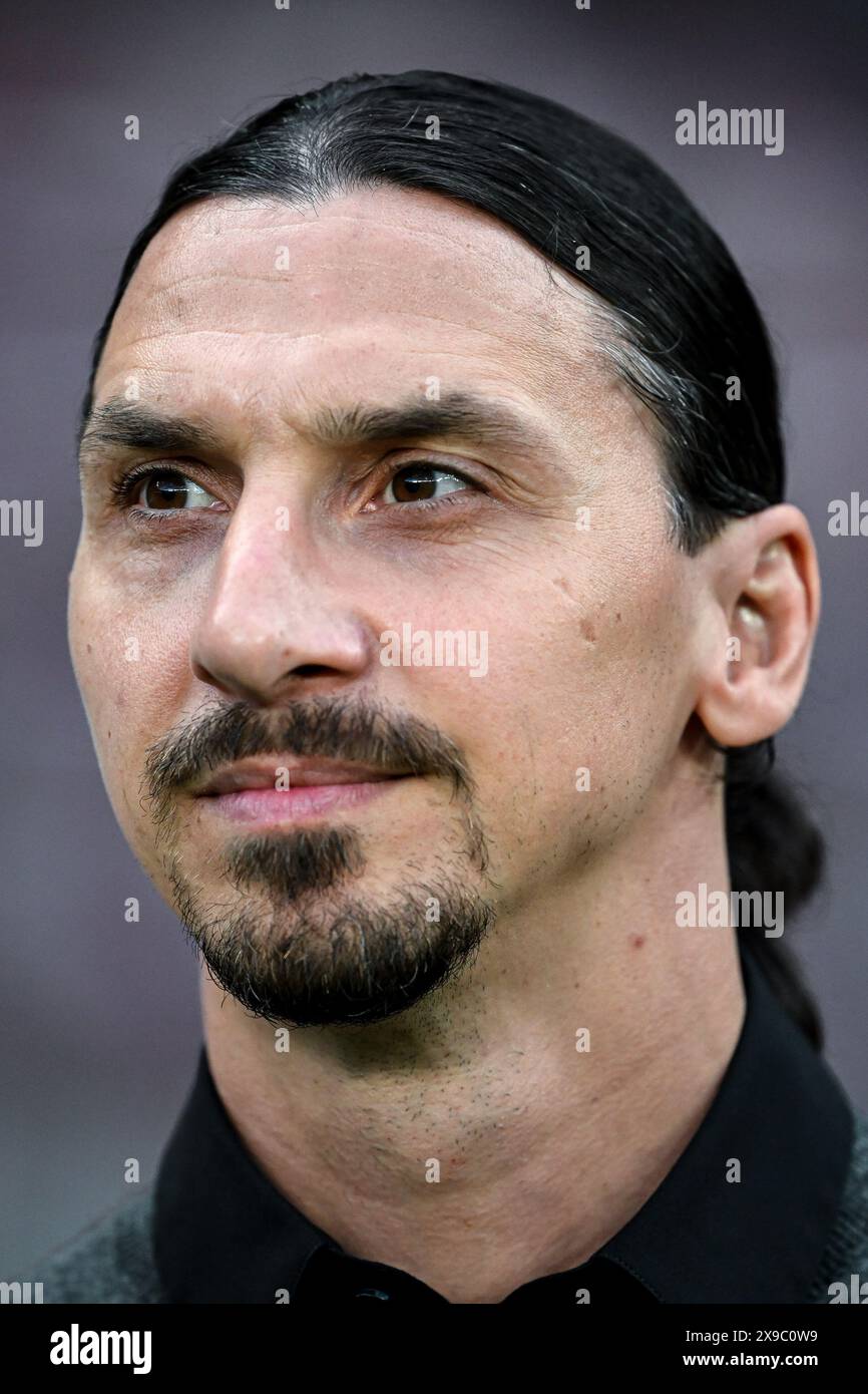 Torino, Italie, 18.05.24 : Zlatan Ibrahimovic (Milan) avant le match de Serie A entre le Torino FC et l'AC Milan au stade Grande Torino de Turin, Italie Football (Cristiano Mazzi/SPP) crédit : SPP Sport Press photo. /Alamy Live News Banque D'Images