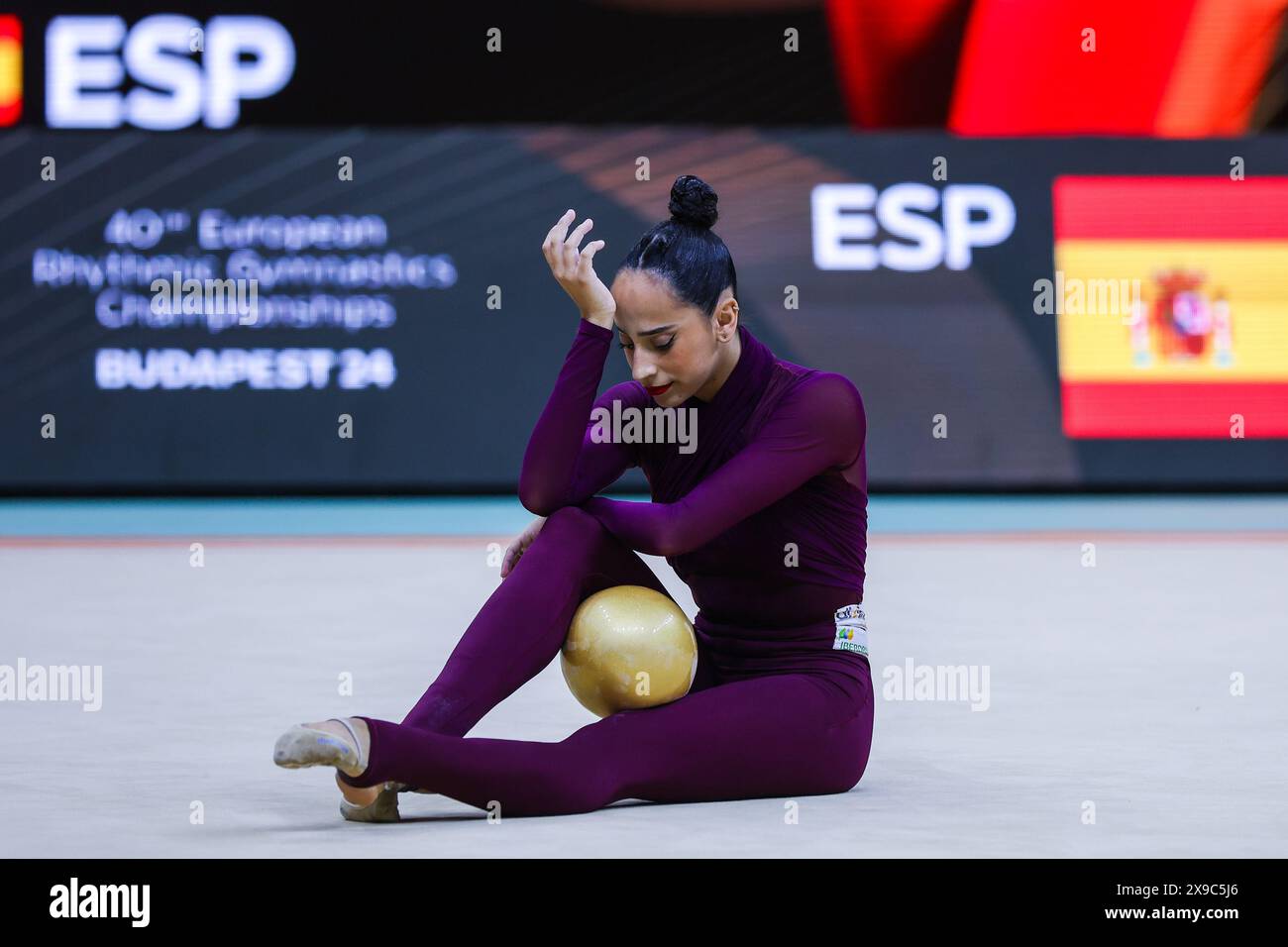 Alba Bautista (ESP) en action lors du 40e Championnat d'Europe de gymnastique rythmique Budapest 2024 au Papp Laszlo Budapest Sportarena. Banque D'Images