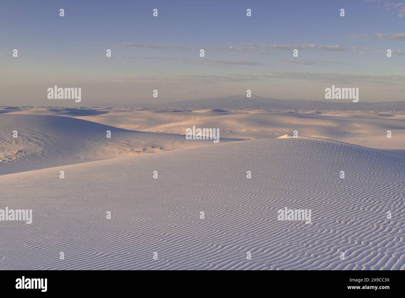Couleurs Golden Hour sur le parc national des dunes de sable blanc Banque D'Images