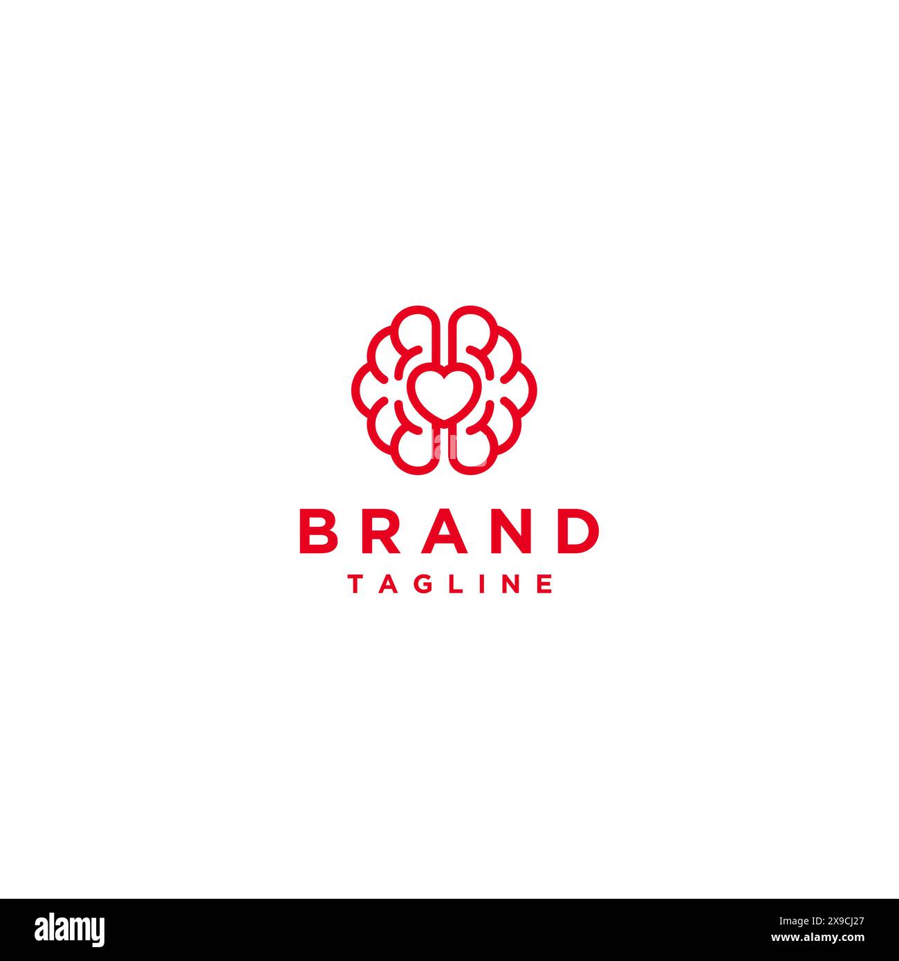 Icône de cerveau avec symbole de coeur à l'intérieur. Icône de coeur à l'intérieur de Brain Symbol logo Design. Illustration de Vecteur