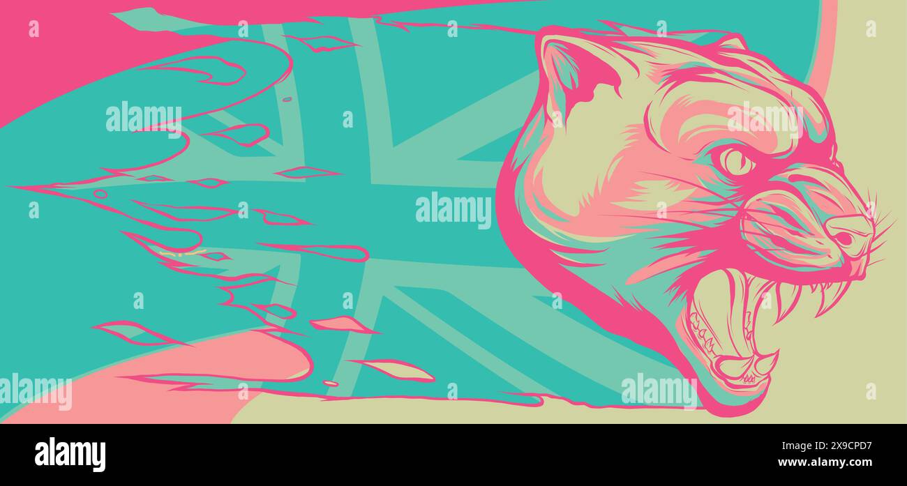 illustration vectorielle de la tête jaguar avec drapeau britannique Illustration de Vecteur