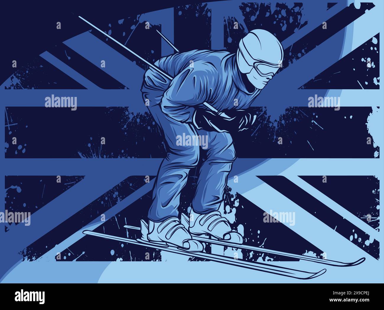 Illustration vectorielle du skieur avec drapeau britannique Illustration de Vecteur