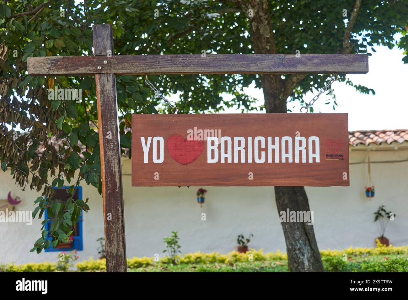 Barichara, Santander, Colombie ; 25 novembre 2022 : J'aime Barichara, panneau situé dans le centre-ville de ce village, le plus beau colombien. Banque D'Images