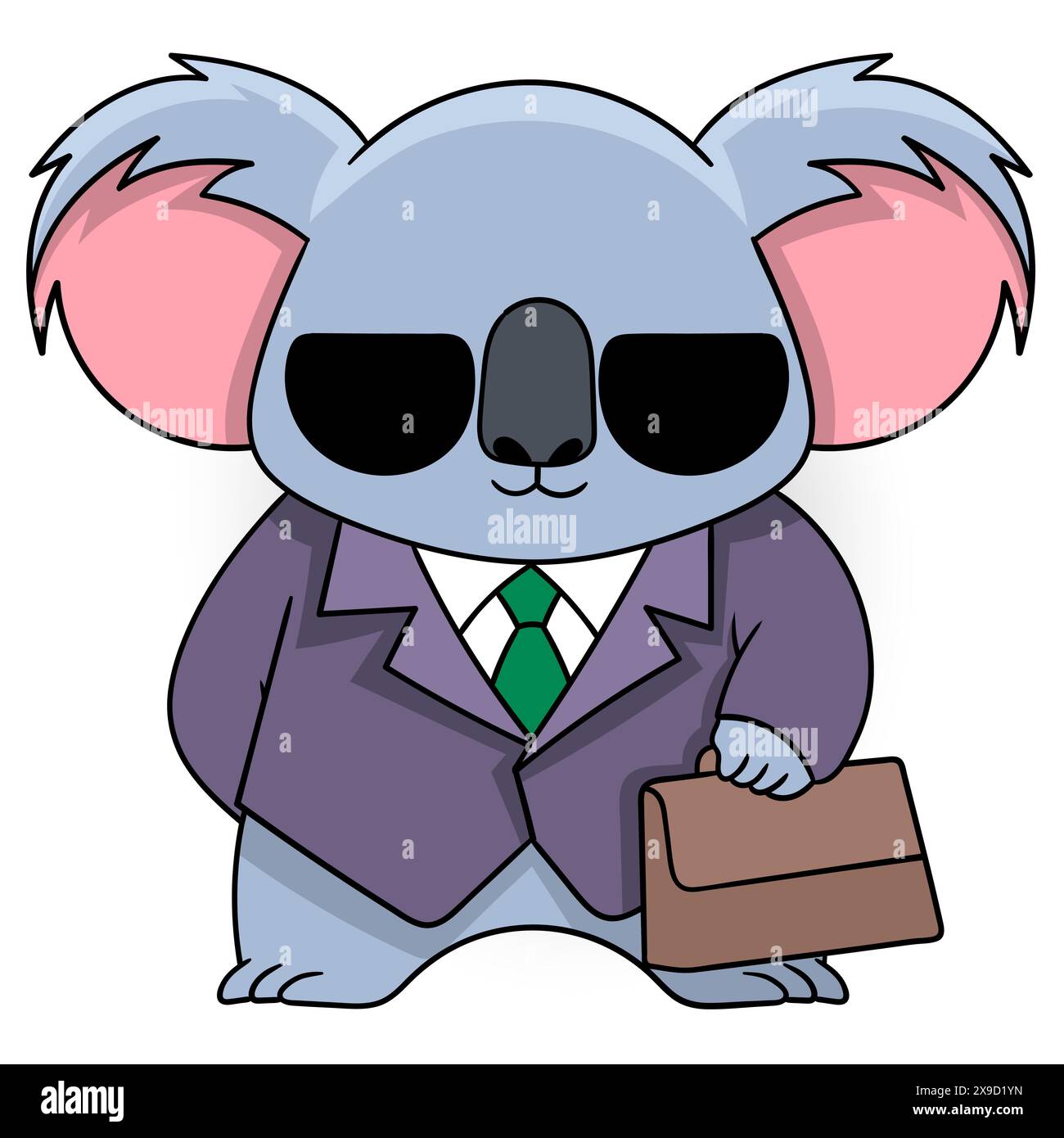 dessin animé des activités des travailleurs, koalas employés marchant portant des serviettes et portant des lunettes de soleil partant pour le bureau Illustration de Vecteur