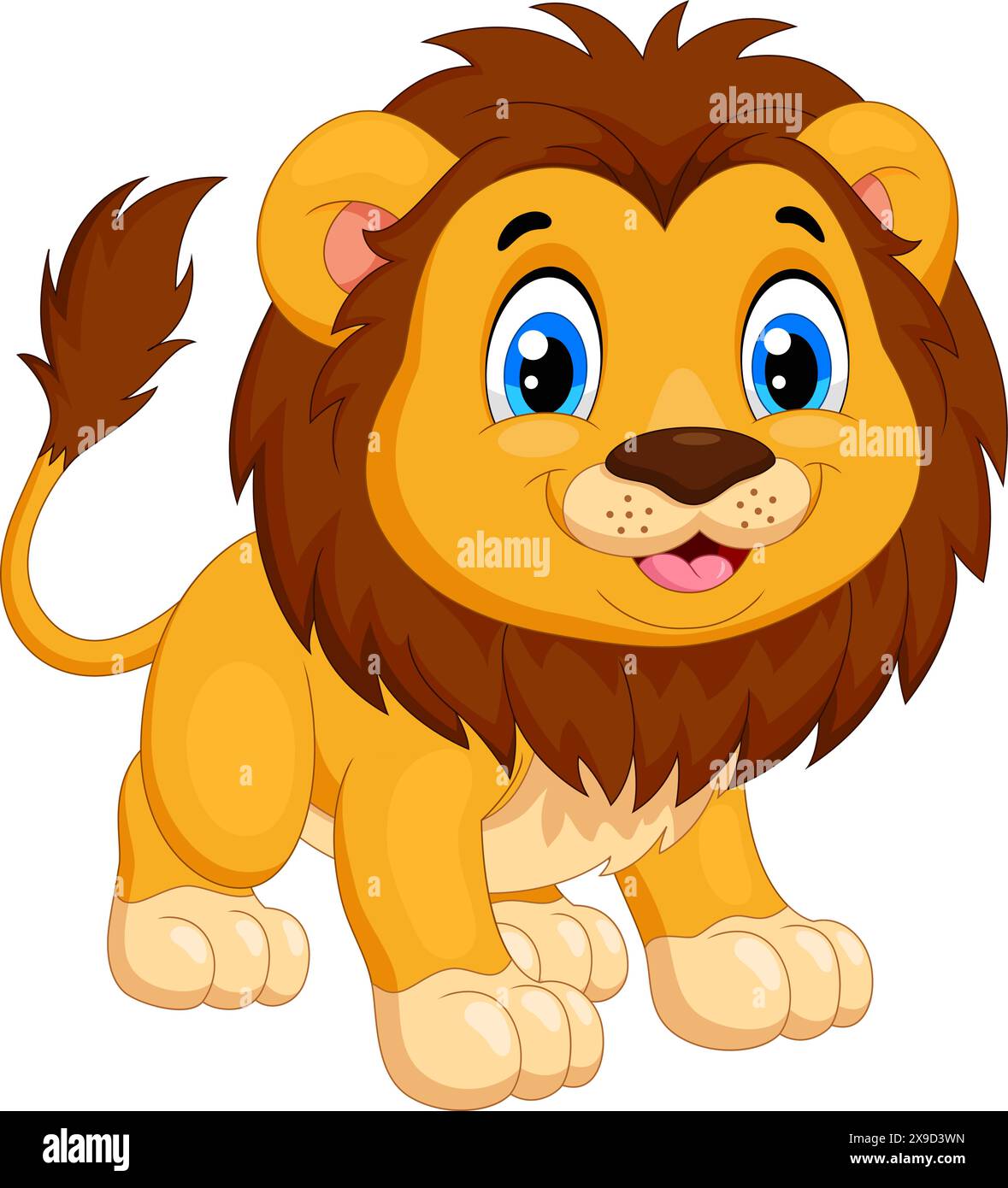 Mignonne bébé lion bande dessinée isolée sur fond blanc Illustration de Vecteur