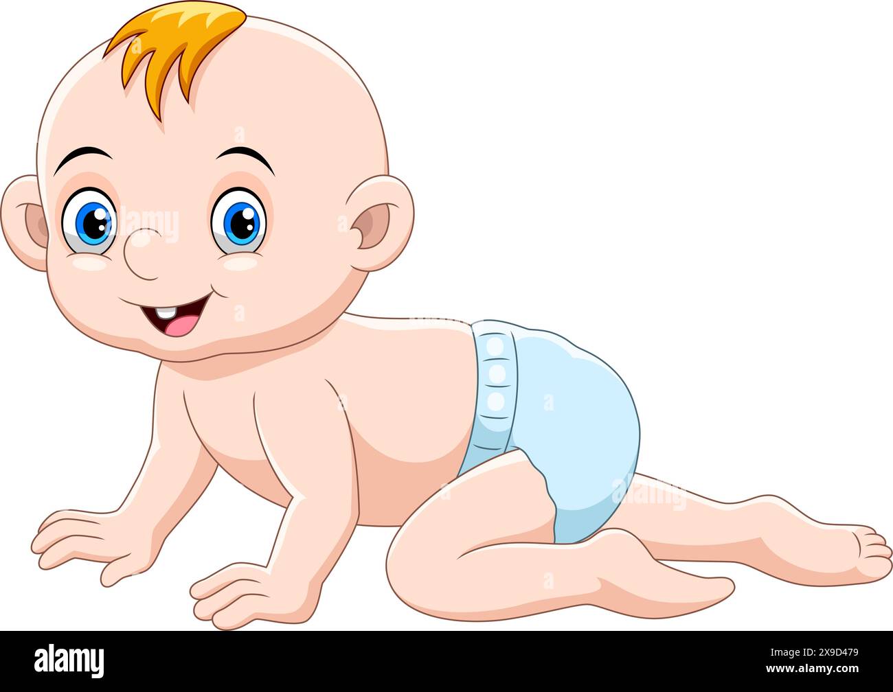 Illustration vectorielle de bébé de dessin animé mignon rampant et souriant Illustration de Vecteur