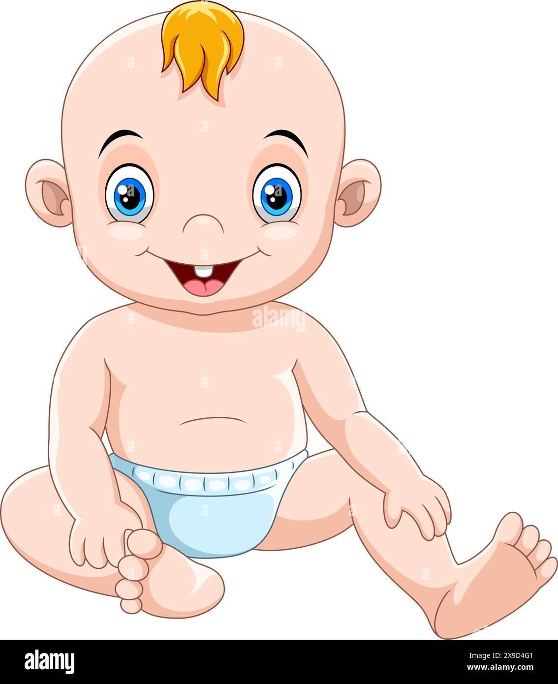 Illustration vectorielle de dessin animé mignon bébé assis et souriant Illustration de Vecteur