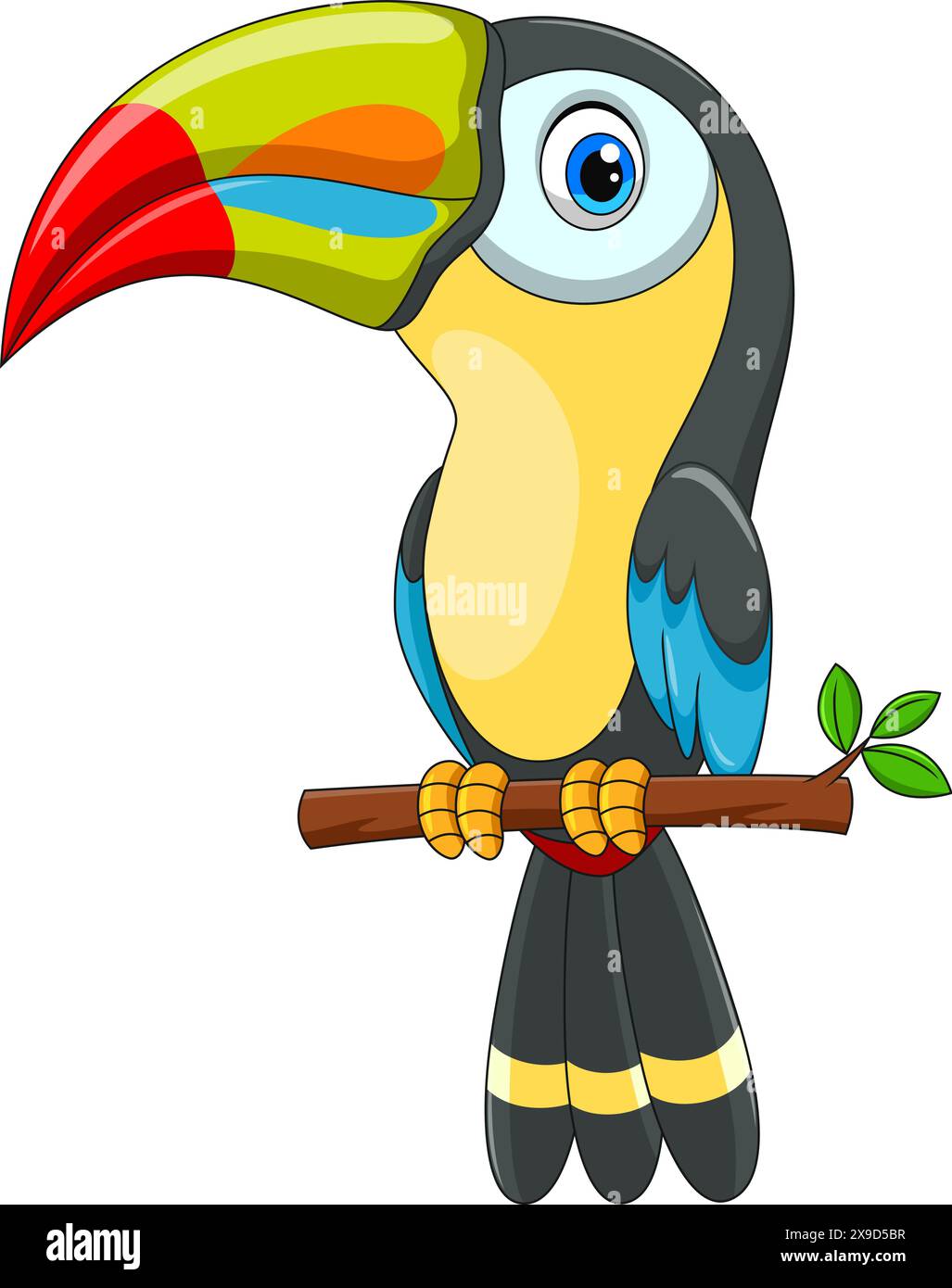 Dessin animé d'oiseau toucan mignon isolé sur fond blanc Illustration de Vecteur