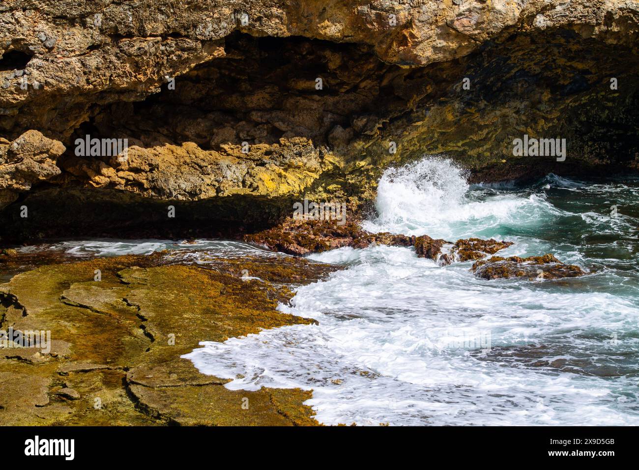 Beau paysage marin avec des rochers, des pierres et de l'eau turquoise Banque D'Images