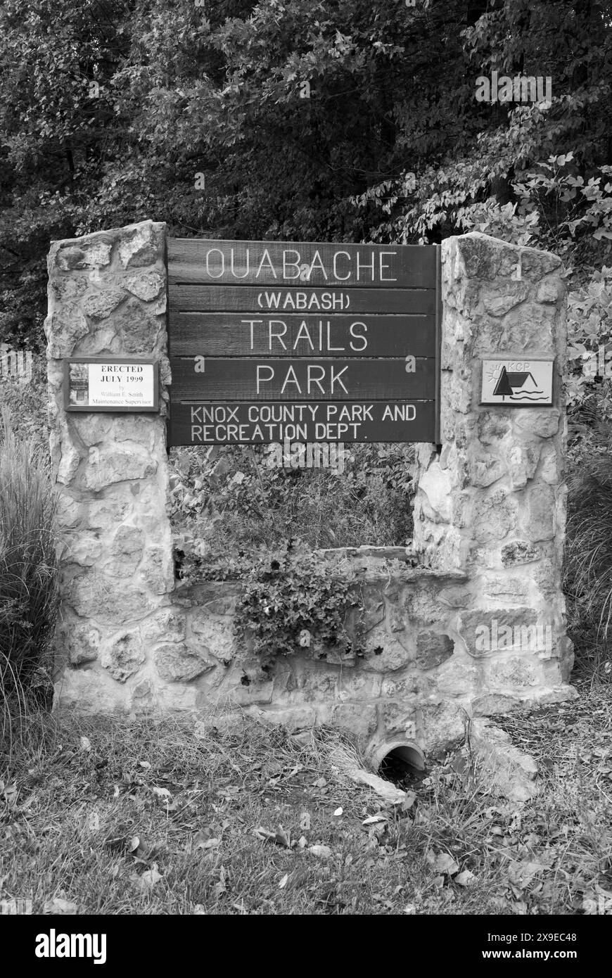 Panneau Oubache (Wabash) Trails Park dans le comté de Knox, Indiana, États-Unis. Banque D'Images
