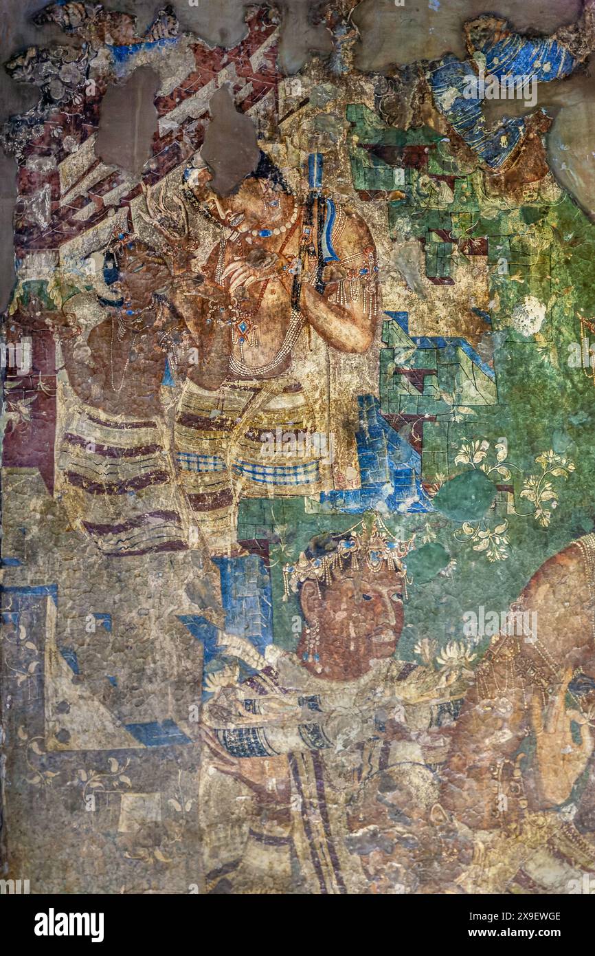 08 19 2008 Vintage Vieux Vajrapani peintures fresco grottes Ajanta un site du patrimoine mondial de l'UNESCO Aurangabad officiellement connu sous le nom de Chhatrapati Sambhaji Nagar Banque D'Images