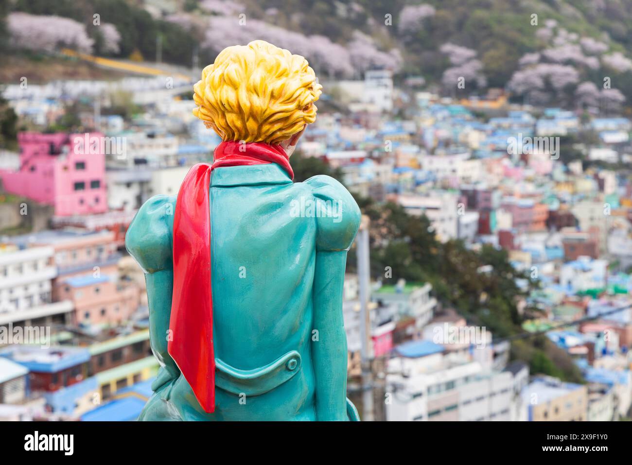 Statue du petit Prince dans le village culturel Gamcheon, Busan, Corée du Sud Banque D'Images