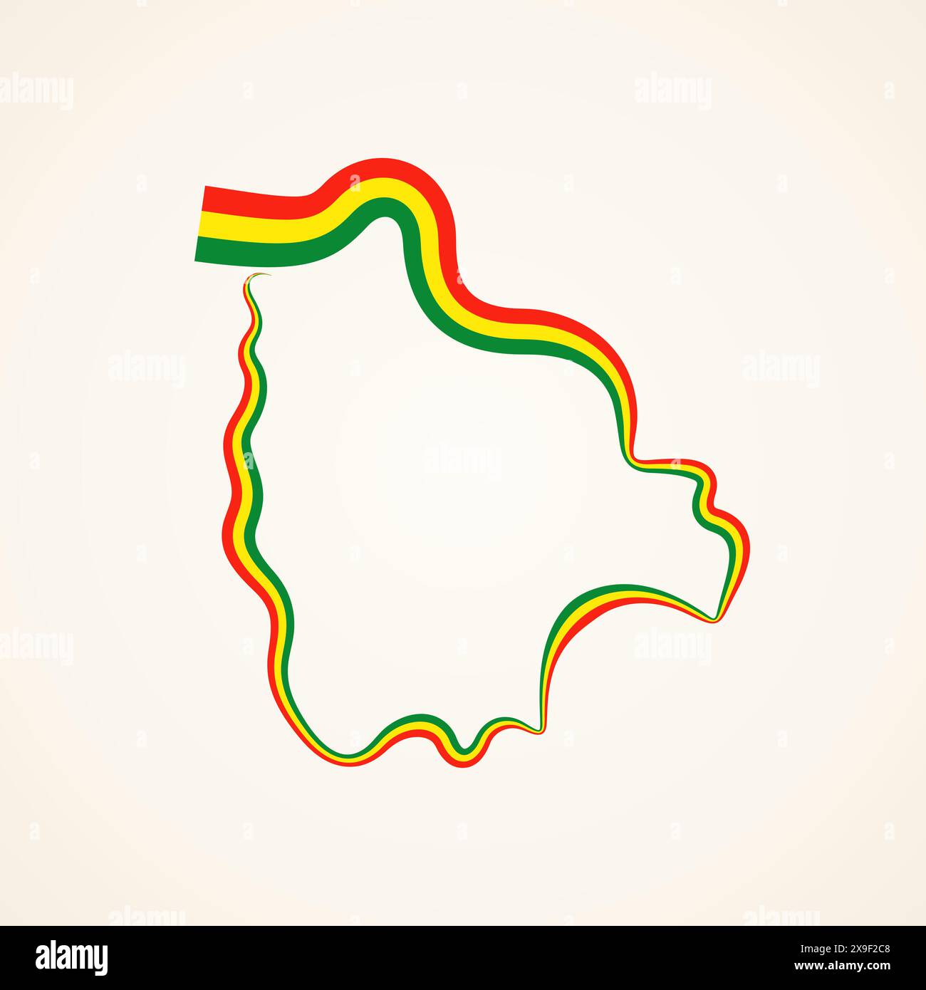 Plan de la Bolivie marqué avec ruban de drapeau Illustration de Vecteur