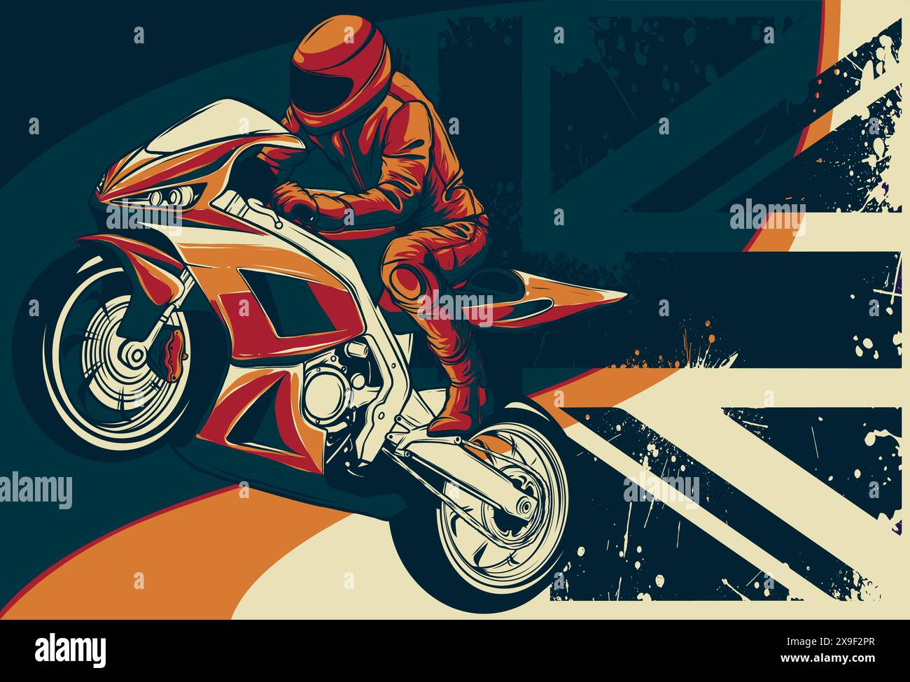 Illustration vectorielle de la moto Superbike Sport avec drapeau de londres Illustration de Vecteur