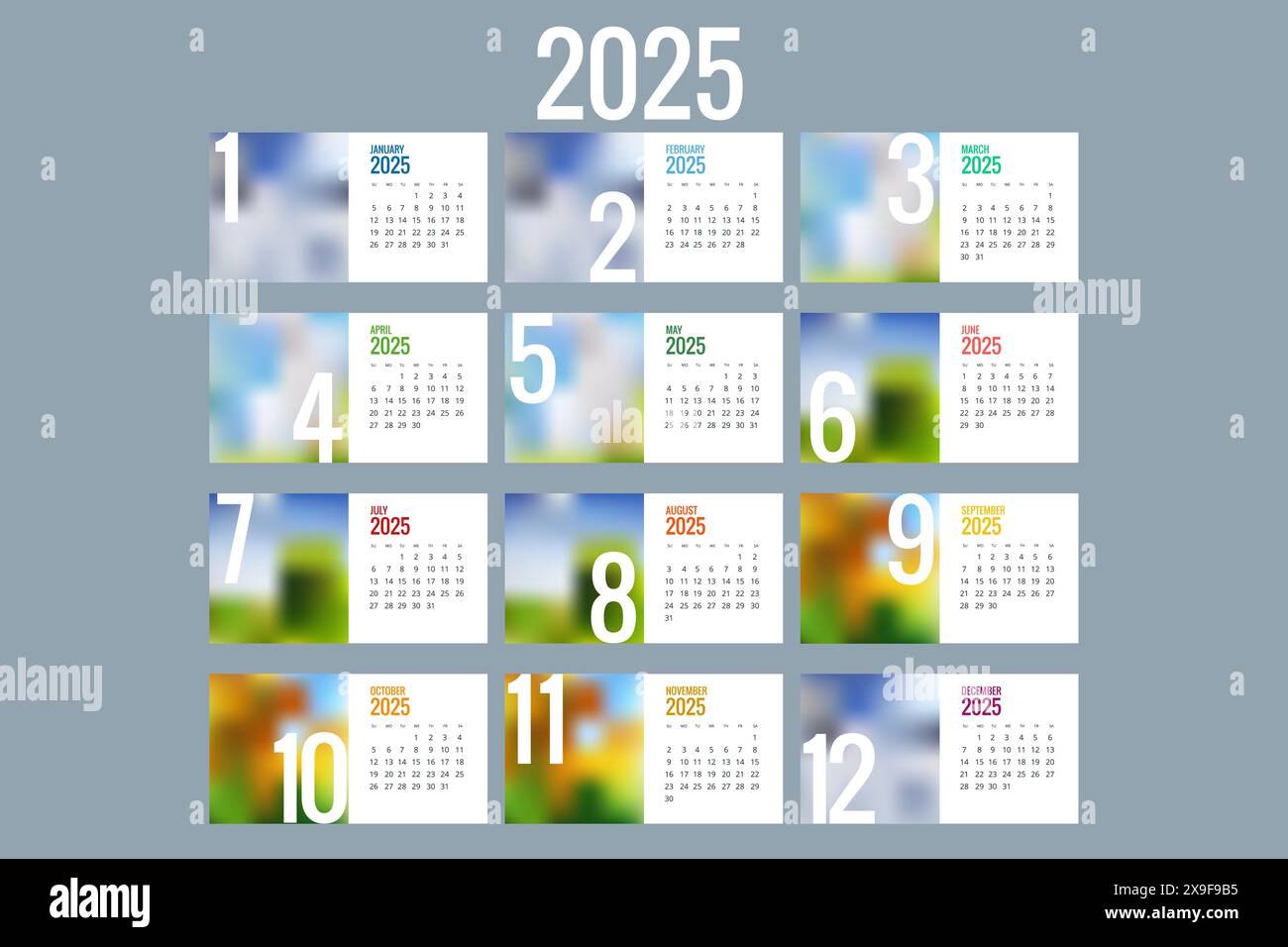 Agenda pour 2025. Modèle de conception de papeterie vectorielle Imprimer 2025 avec place pour la photo, votre logo et texte. conception du calendrier 2025 Illustration de Vecteur