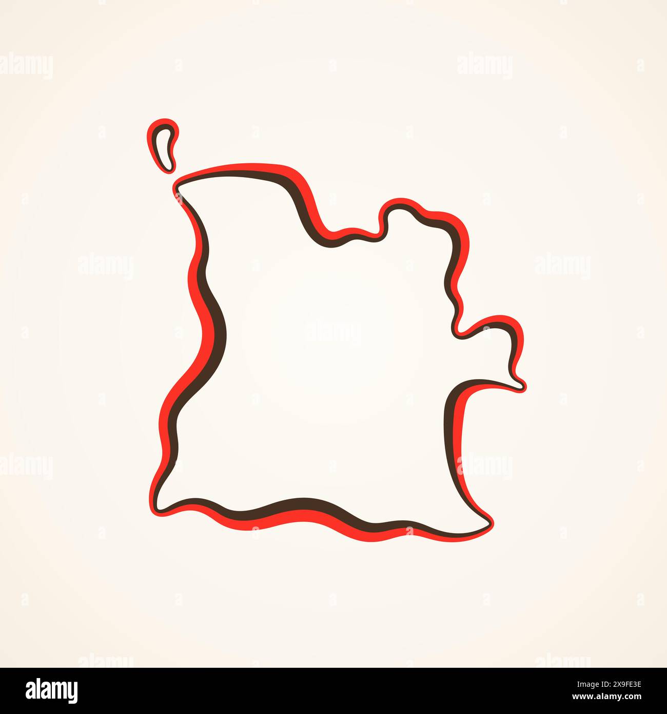 Plan de l'Angola marqué avec ruban en couleurs du drapeau. Illustration de Vecteur