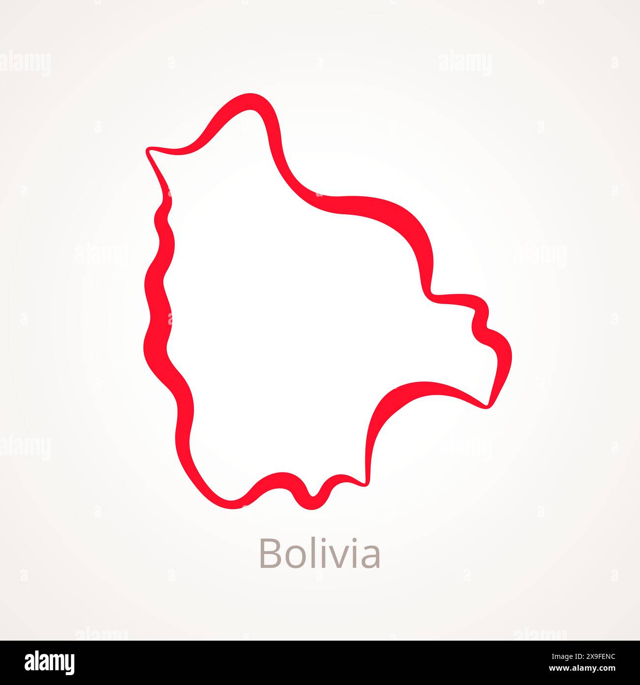 Plan de la Bolivie marqué d'une ligne rouge. Illustration de Vecteur