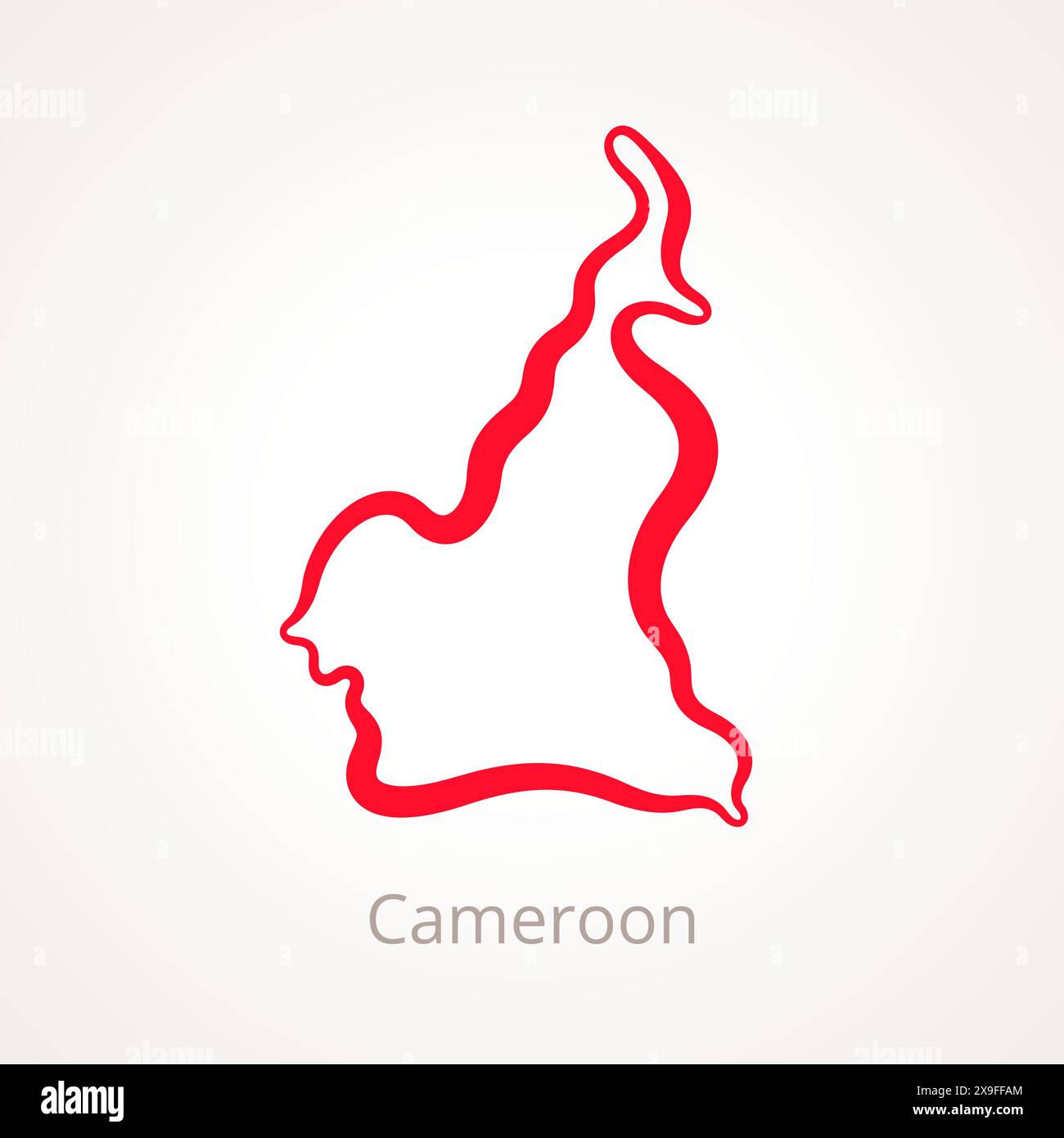 Plan du Cameroun marqué d'une ligne rouge. Illustration de Vecteur