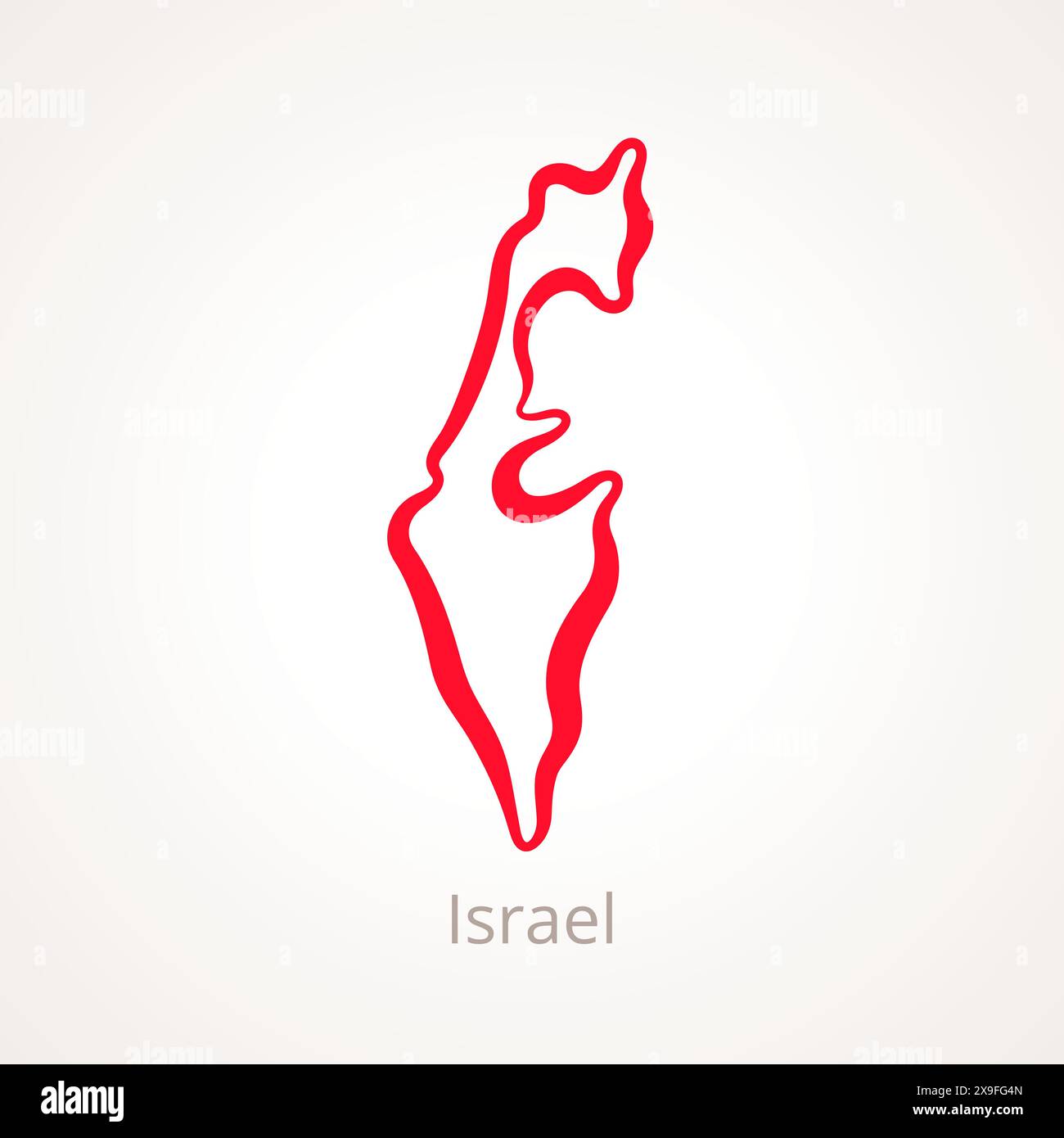 Plan d'Israël marqué d'une ligne rouge. Illustration de Vecteur