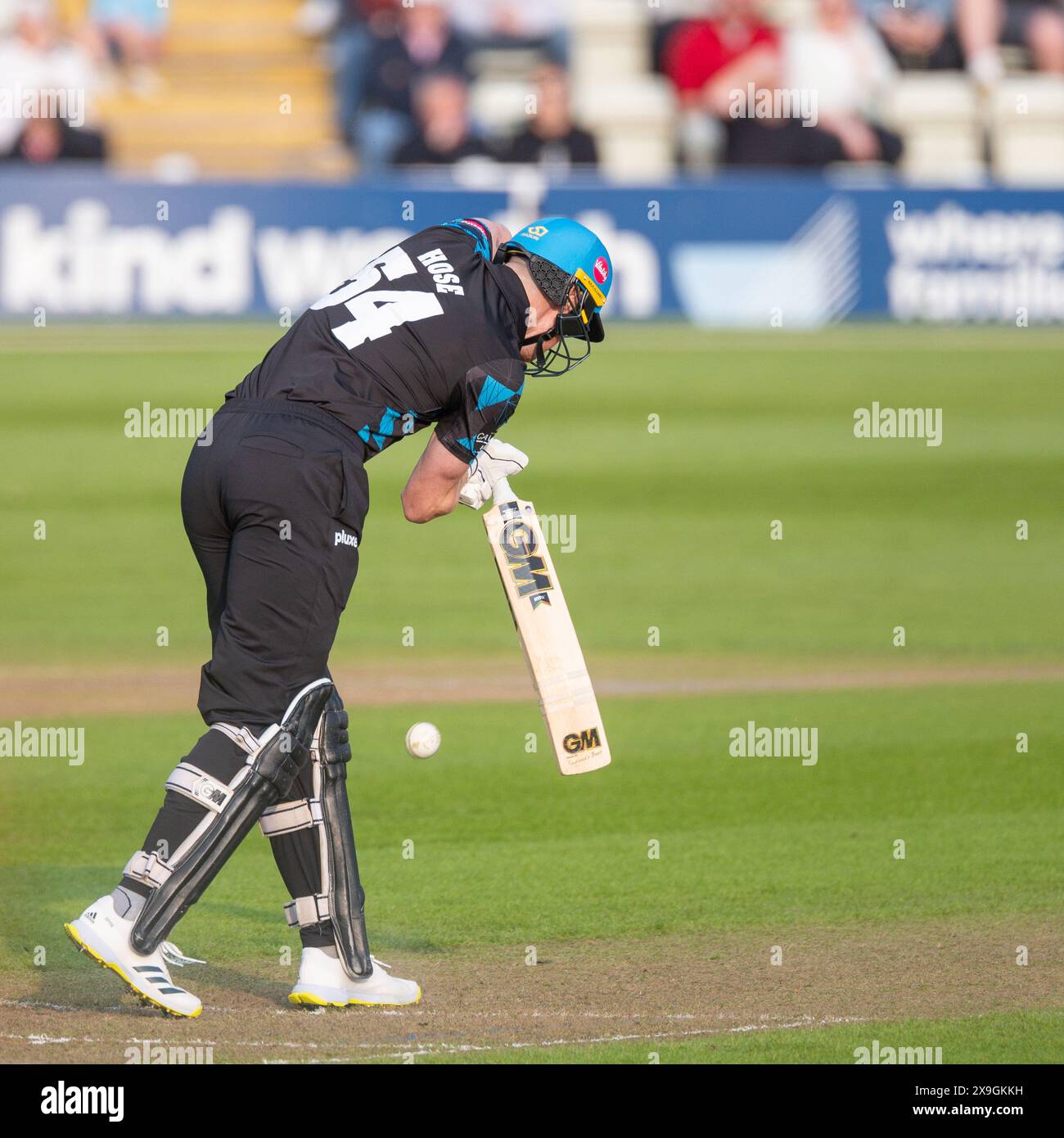 Adam Hose en action avec la batte prise à Worcester, au Royaume-Uni lors du match Vitality Blast entre Worcestershire Rapids et Lancashire Lightning le 31 mai 2024, au Worcestershire County Cricket Club, New Road, Worcester Banque D'Images