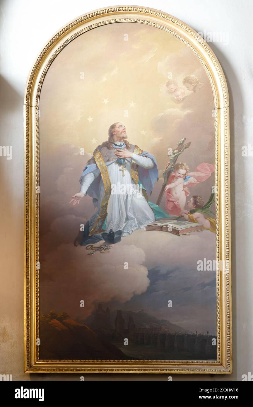 Vienne, Autriche. Michaelerkirche (église paroissiale de Michael) est une église paroissiale catholique romaine située sur la Michaelerplatz à Vienne. Peinture religieuse dans l'église Banque D'Images