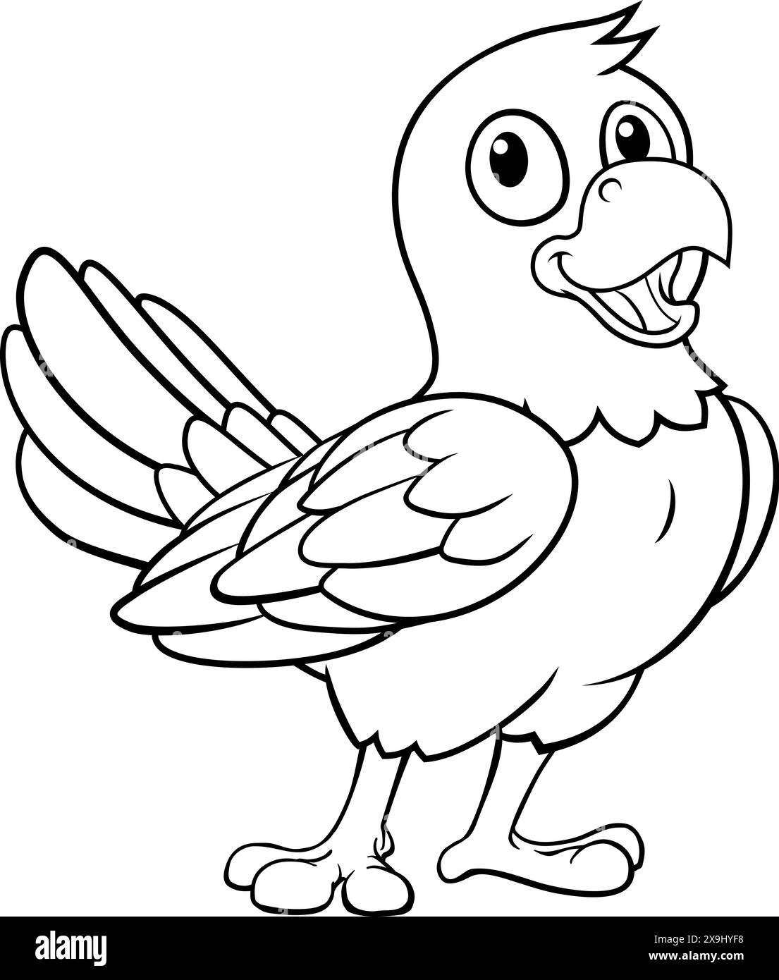 Parrot Macaw Bird Cartoon coloriage Mascot Illustration de Vecteur