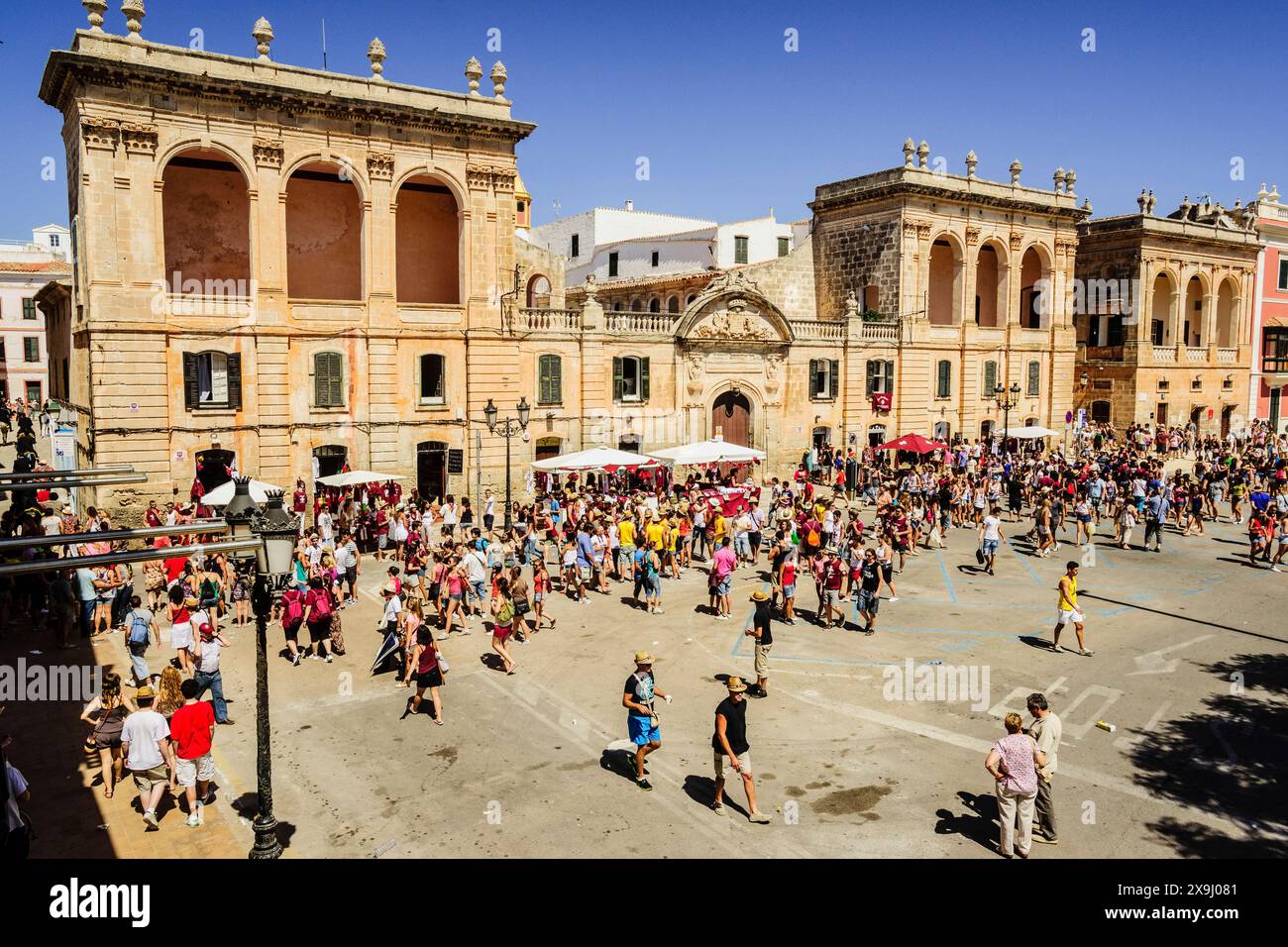 Es Born squareFestival Sant Joan. Ciutadella. Minorque, Îles Baléares, Espagne. Banque D'Images