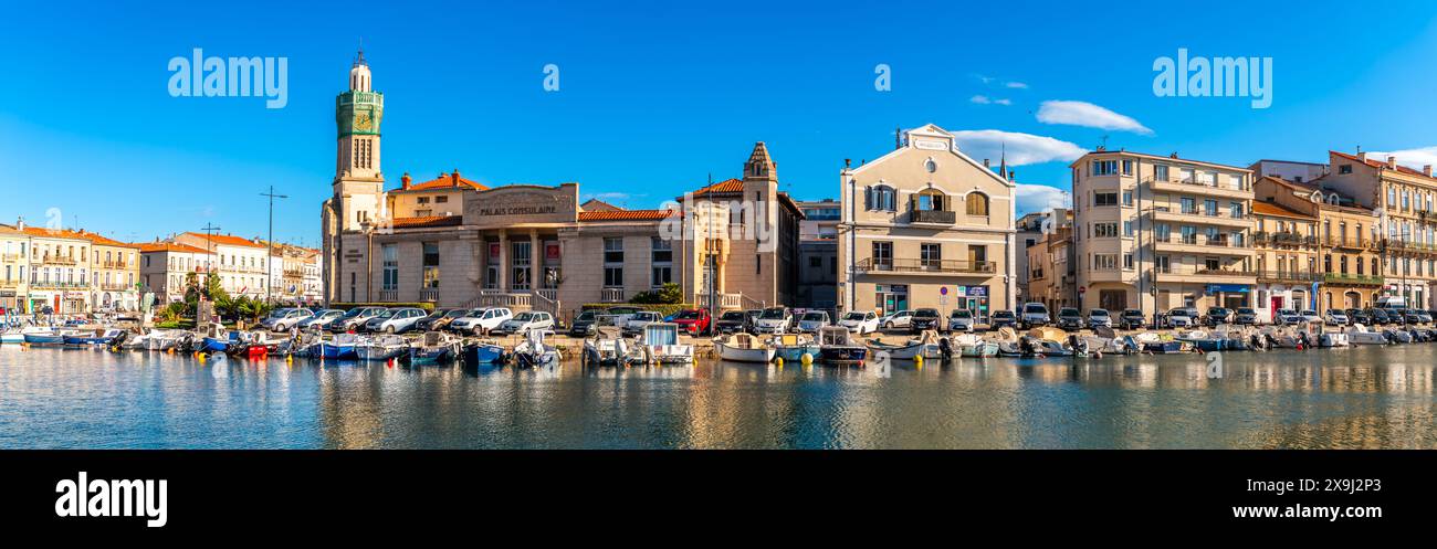 Panorama du canal de Peyrade à Sète, Hérault, Occitanie, France Banque D'Images