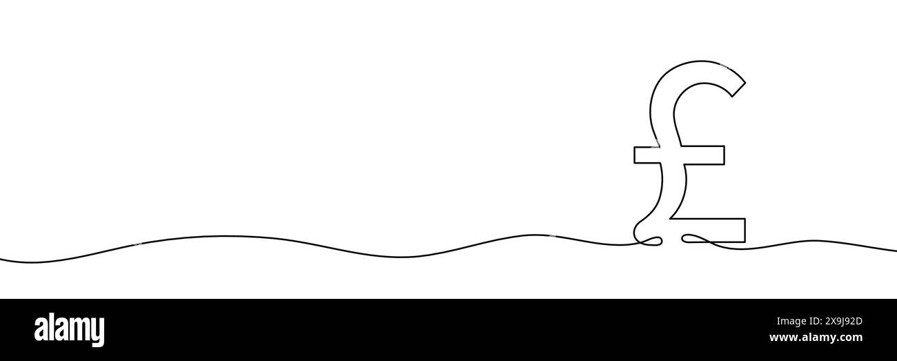 Dessin au trait continu du symbole de la livre sterling. Dessin au trait de l'affiche de la pièce de monnaie en livre. Ligne modifiable. Illustration vectorielle Illustration de Vecteur