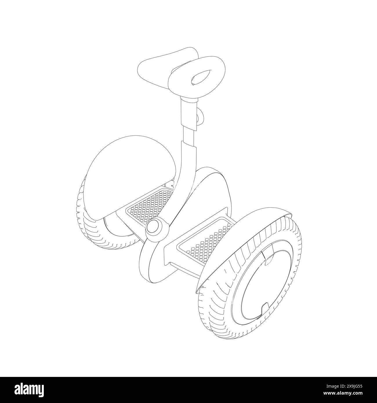 Contour Gyroscooter mini illustration vectorielle segway. Cartoon isolé individuel de transport de segway électrique intelligent, véhicule écologique moderne avec batterie et TW Illustration de Vecteur