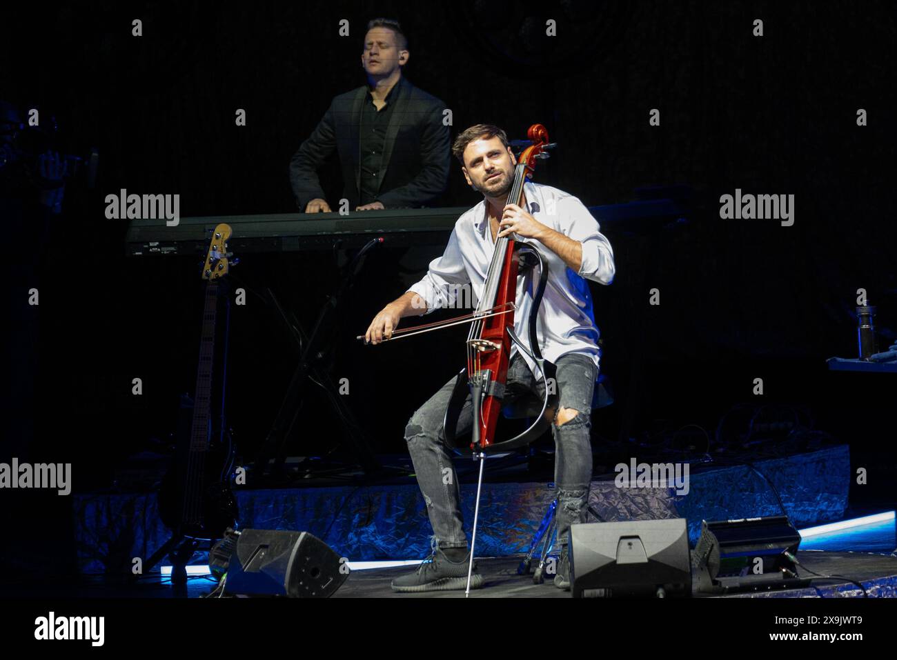 Hauser se produit à Hollywood, en Floride, le 31 mai 2024. La performance est la première performance américaine pour le violoncelliste croate. (Photo de Geoffrey Clowes/Sipa USA) Banque D'Images