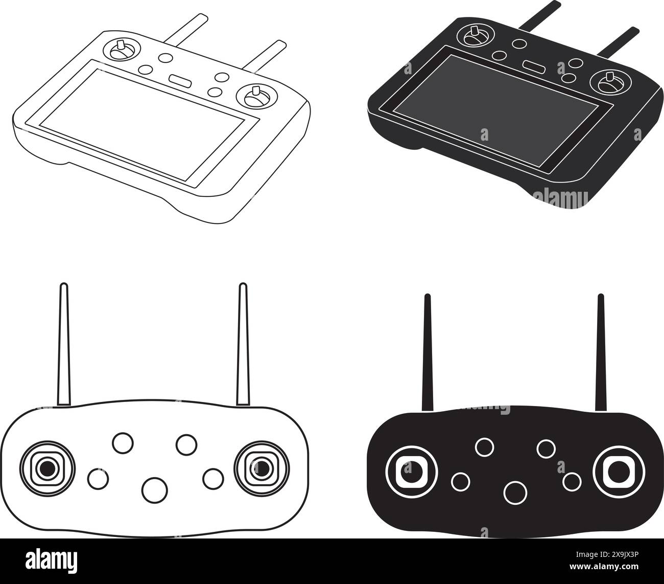 Modèle de conception de vecteur d'icône de drone de télécommande Illustration de Vecteur